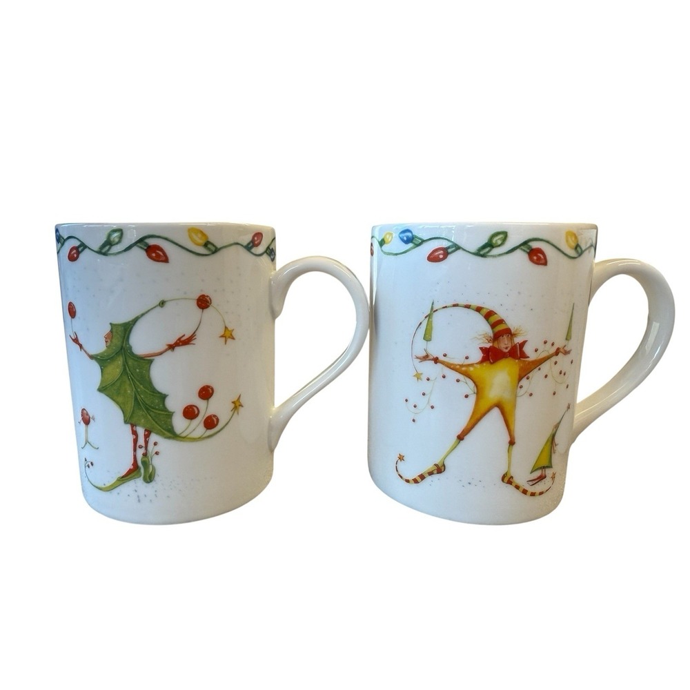 DEPT 56 Christmas Krinkles 4 Mug Set #37958 Vintage NWT Patience Brewster - Picture 2 of 9